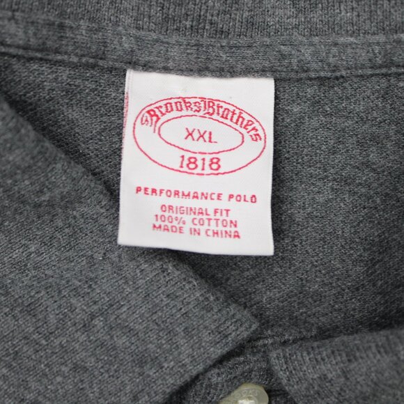 Brooks Brothers 1818 Shirt Men 2XL XXL Gray Performance Polo Cotton Short Sleeve - Picture 7 of 12